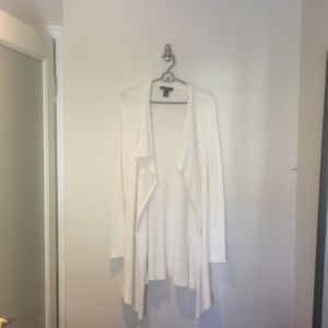 Long white knitted cardigan